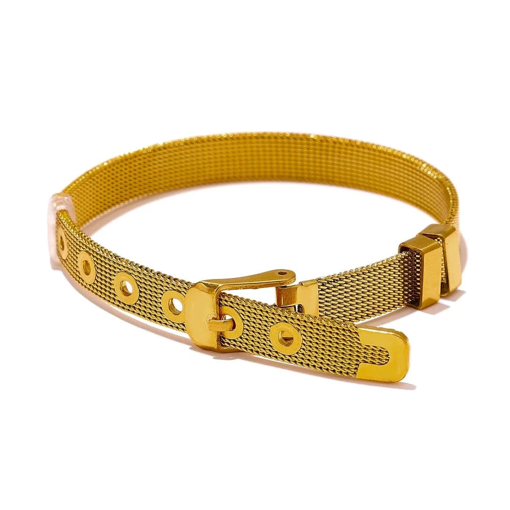 Pearlbud Bracelets Gold / Adjustable Mesh Buckle Bracelet