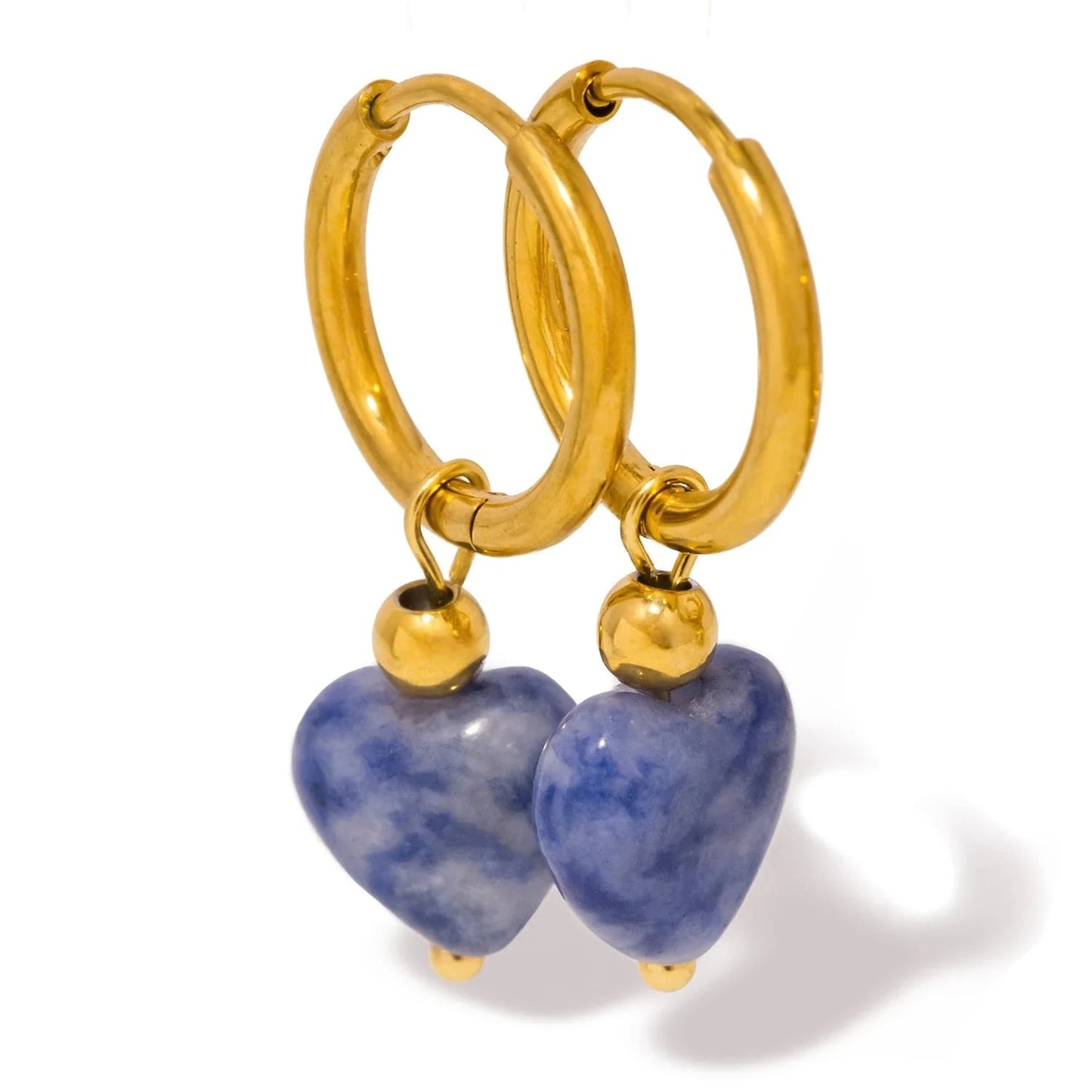 Pearlbud Earrings Blue Gemheart Hoops