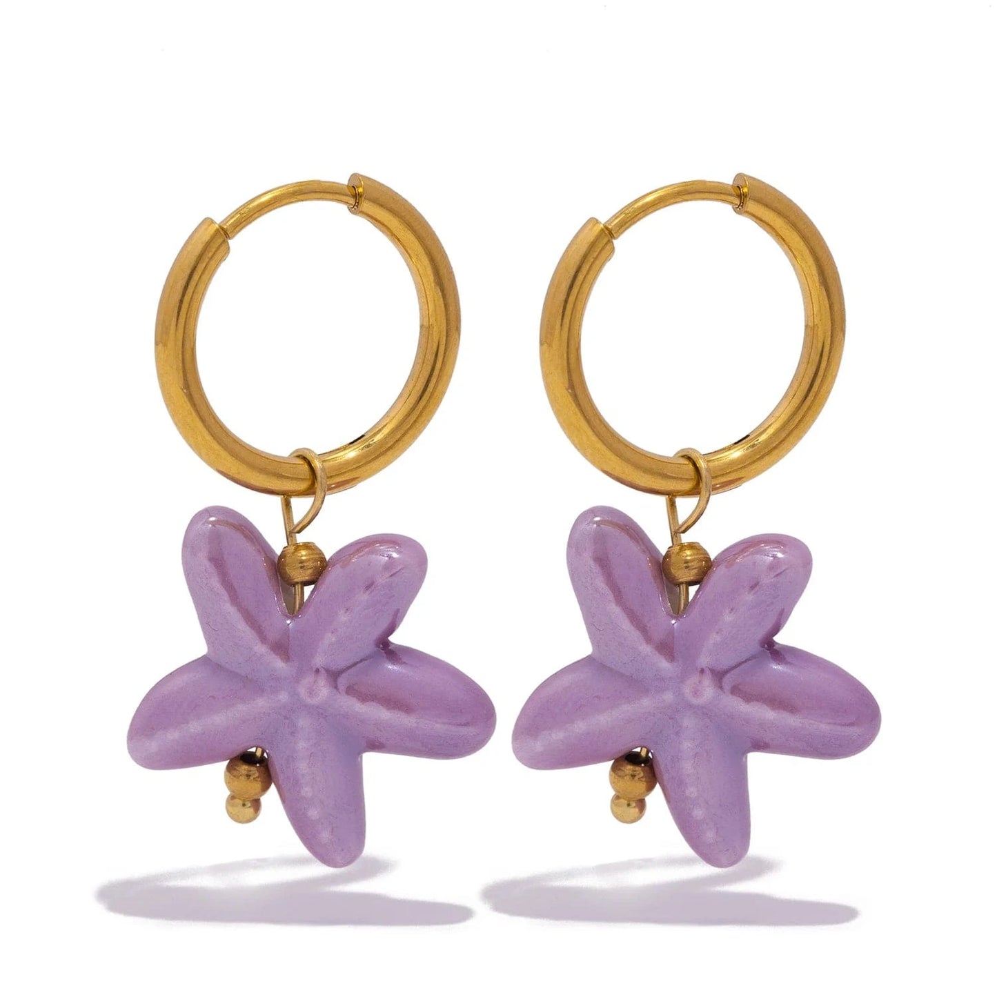 Pearlbud Earrings Lavender Ocean Starfish Hoop Earrings