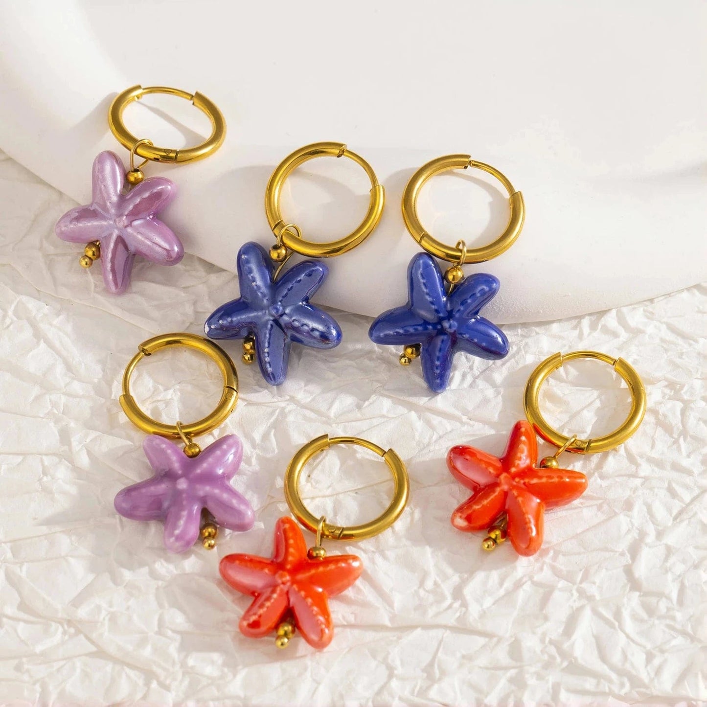 Pearlbud Earrings Ocean Starfish Hoop Earrings