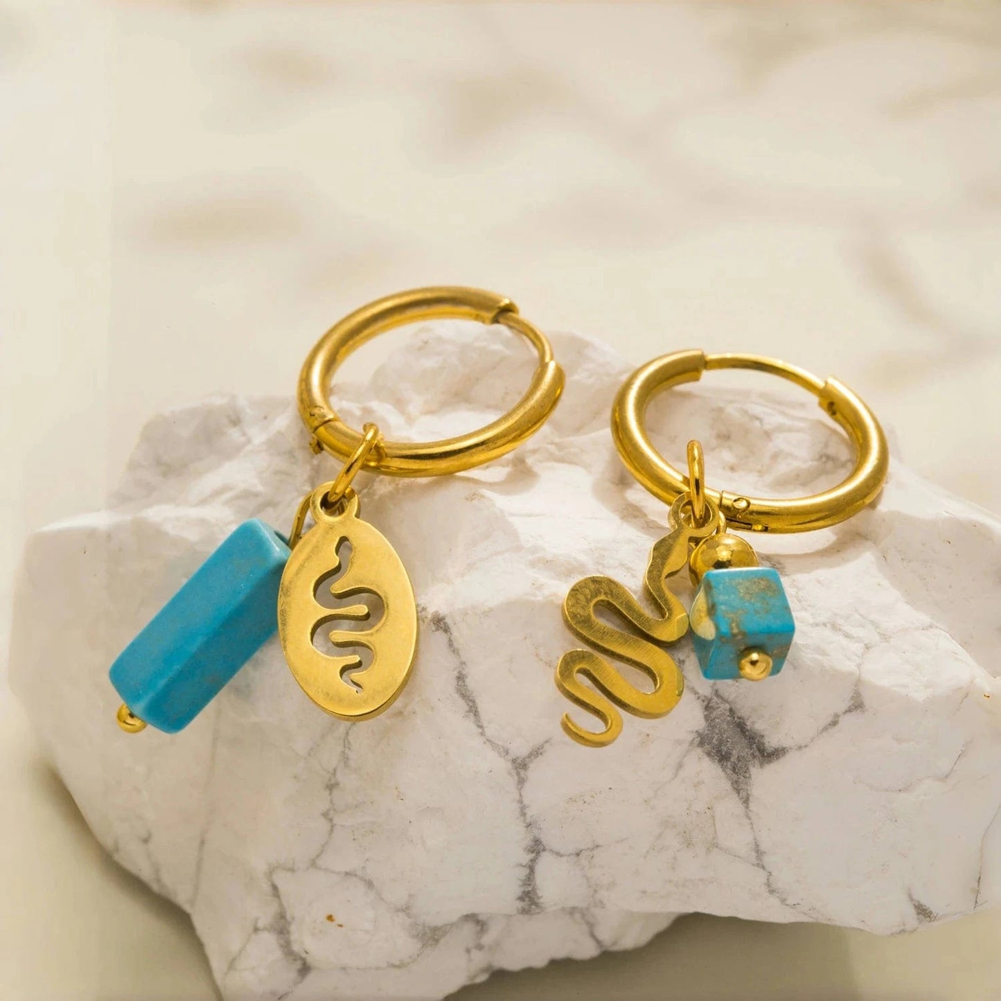 Pearlbud Earrings Serpent Sigil Hoops