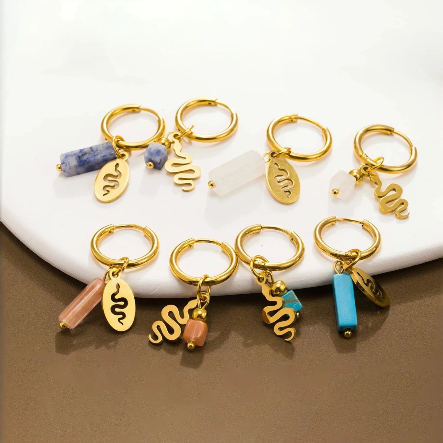 Pearlbud Earrings Serpent Sigil Hoops