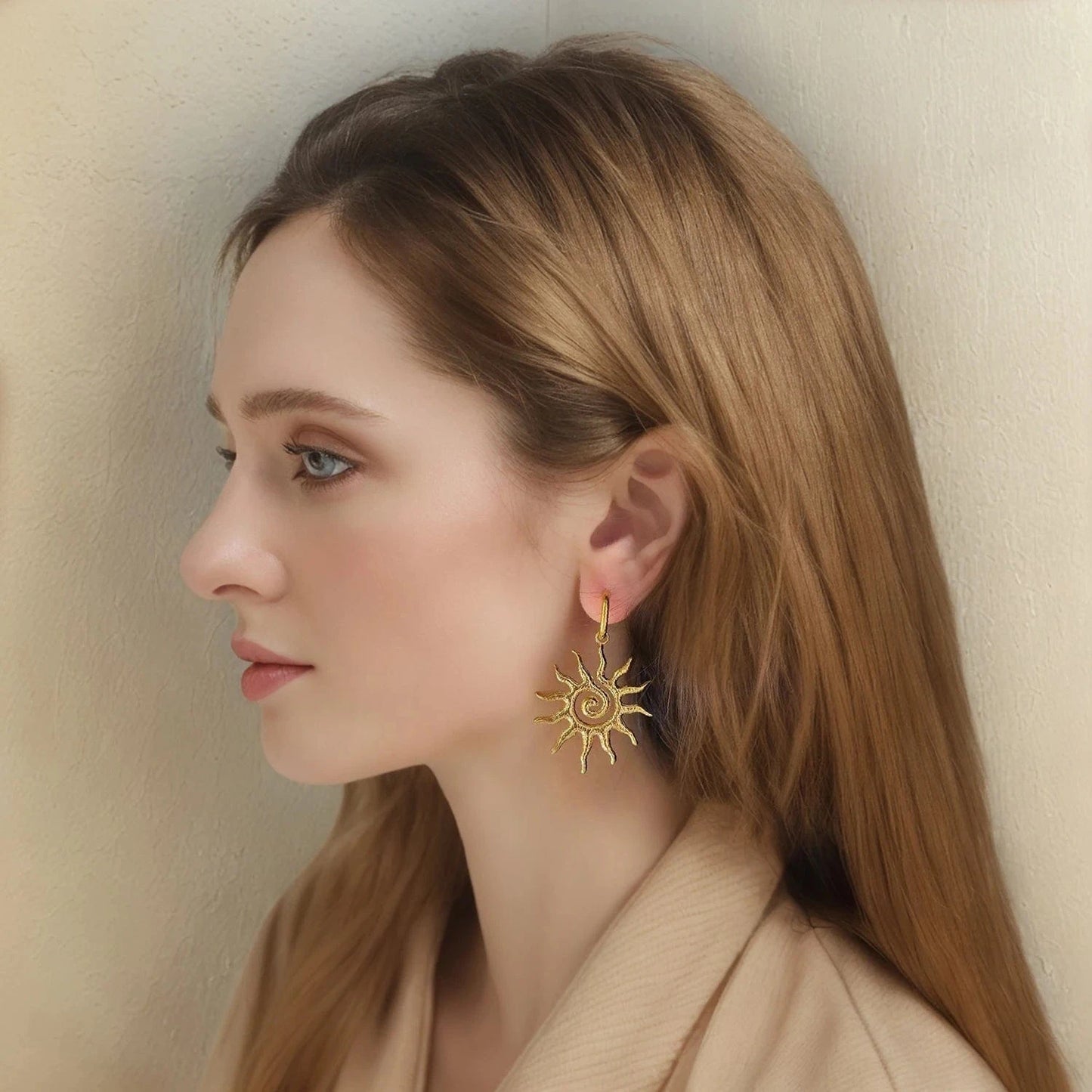 Pearlbud Earrings Spiral Sun Hoop Earrings