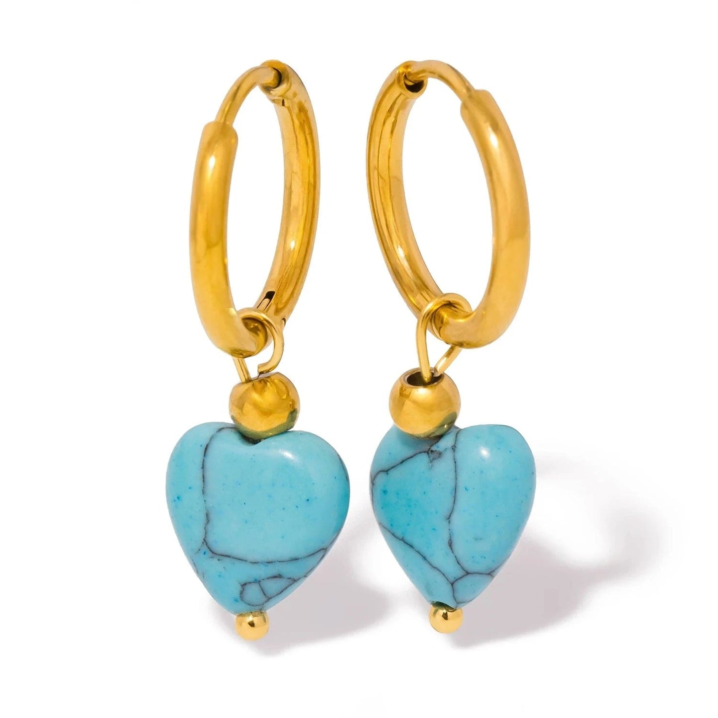 Pearlbud Earrings Turquoise Gemheart Hoops