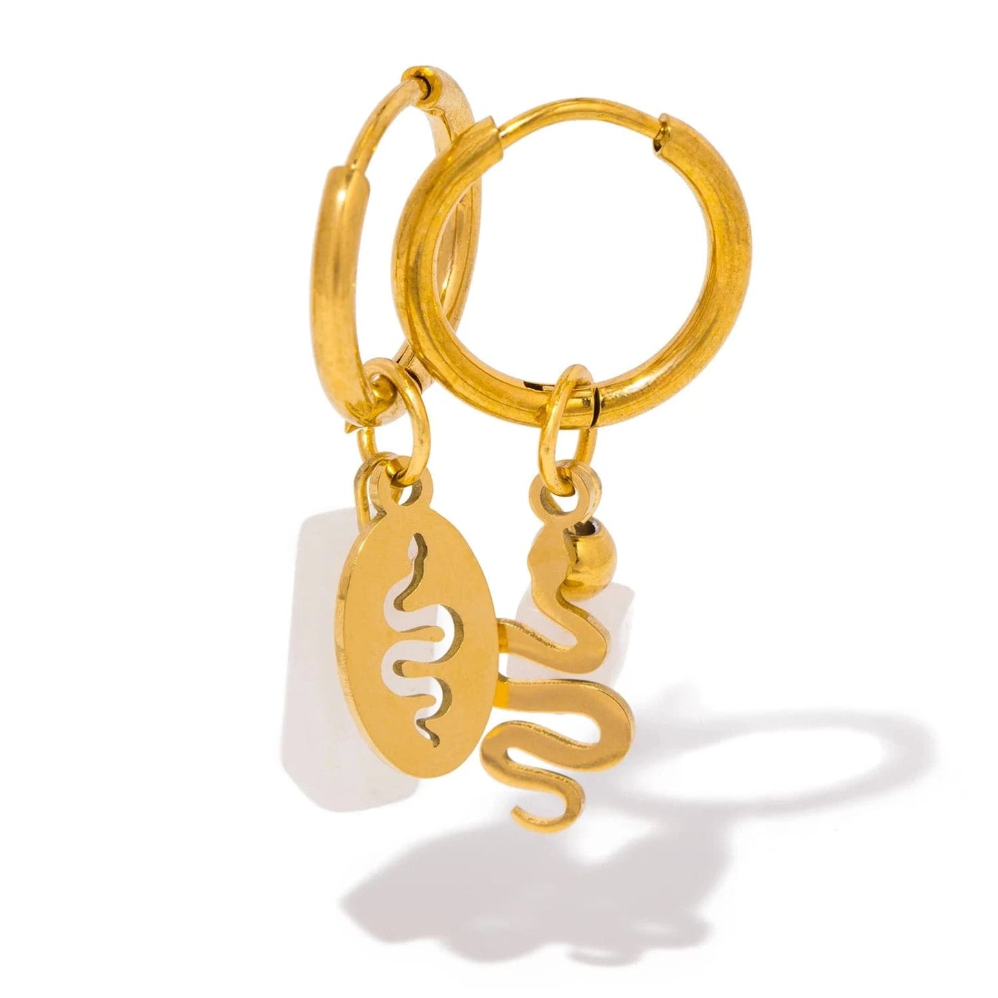Pearlbud Earrings White Serpent Sigil Hoops