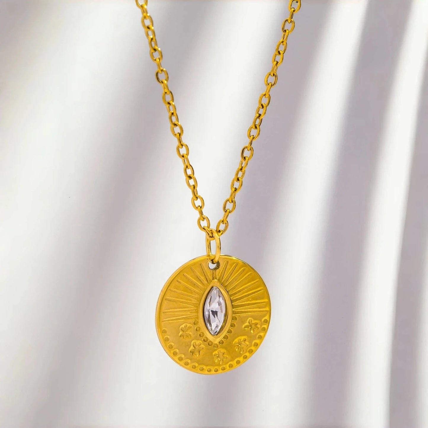 Pearlbud Necklace Gold Solara Medallion Necklace
