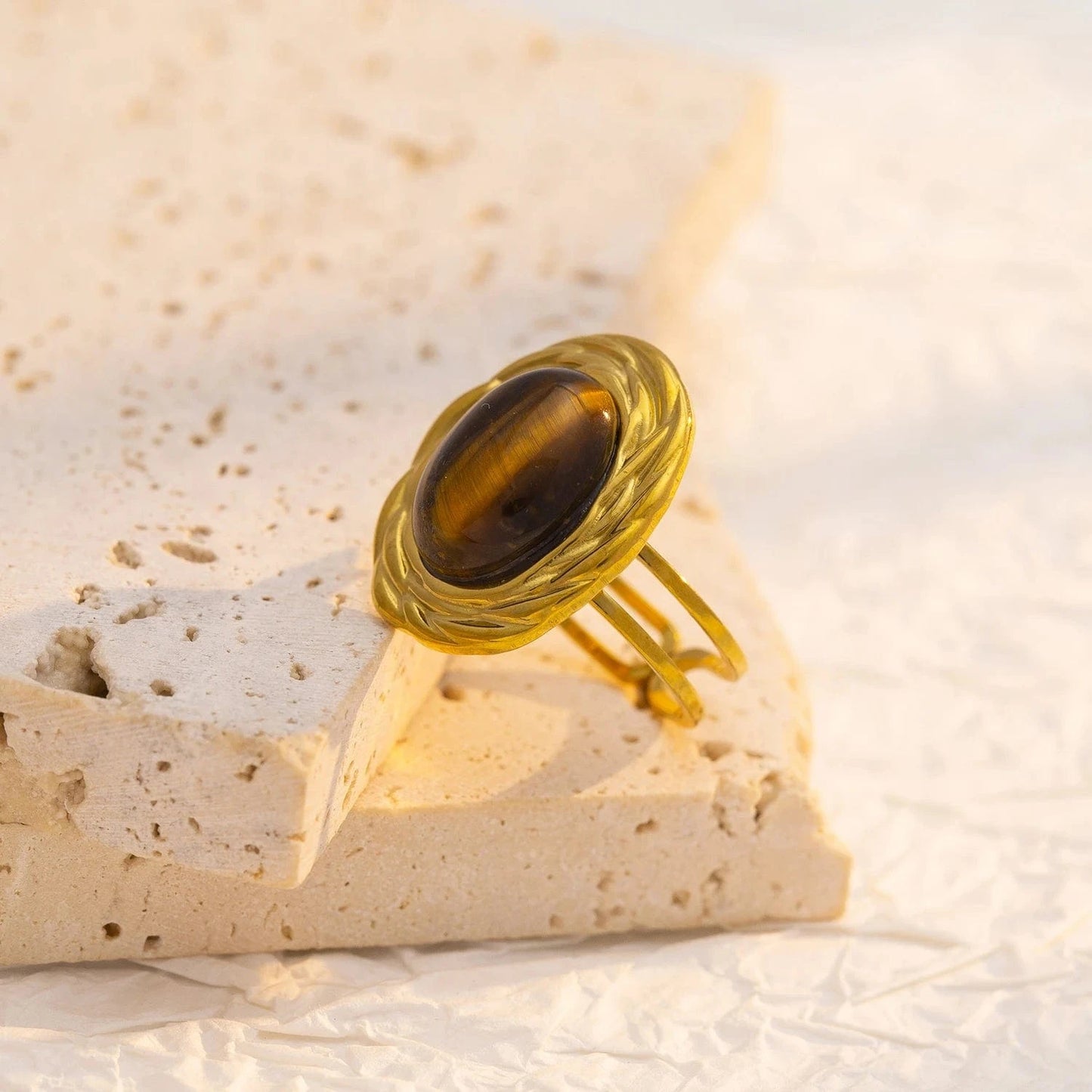 Pearlbud Rings Warm Gold Oura Stone Ring