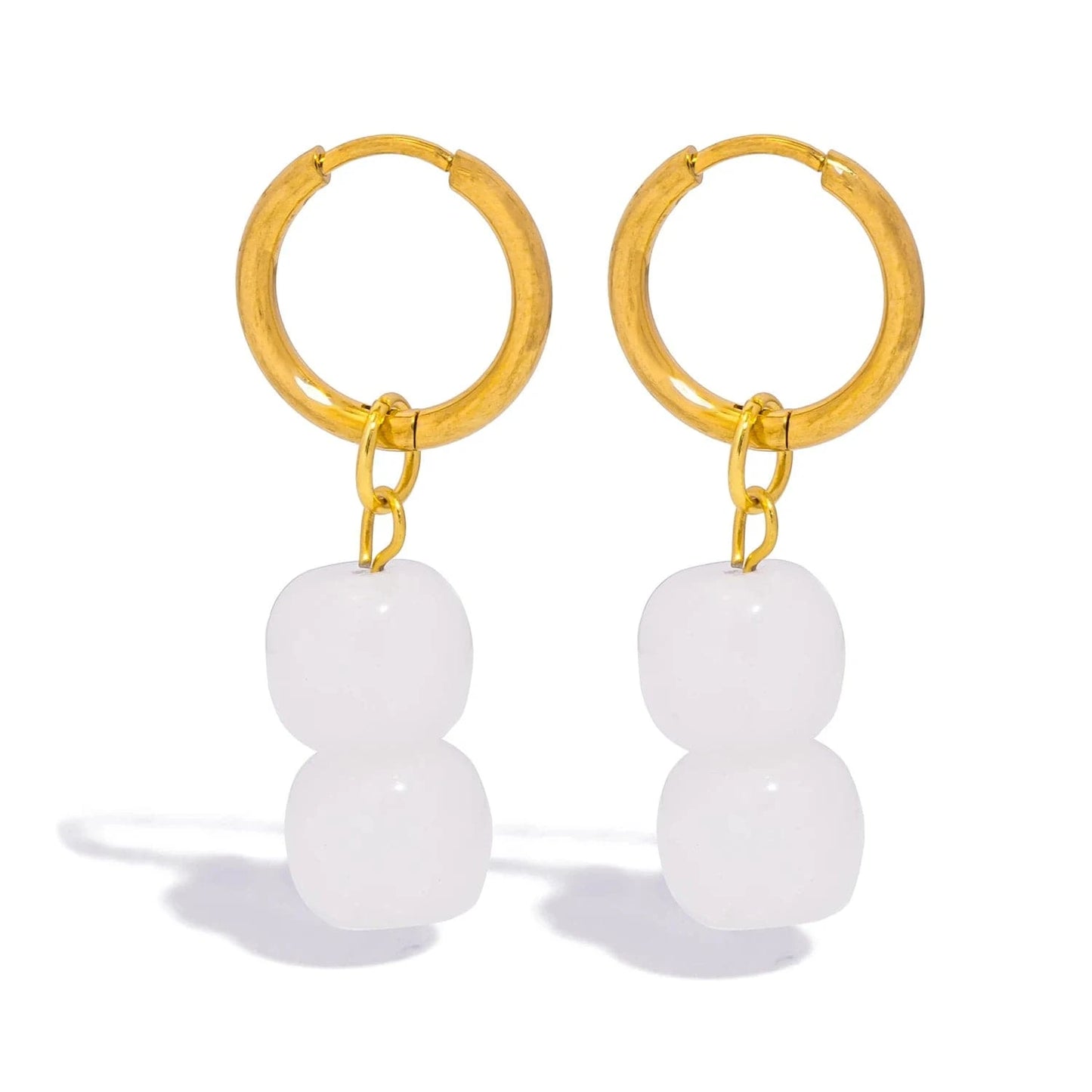 Pearlbud Earrings Cloud White Serene Stone Hoop Earrings