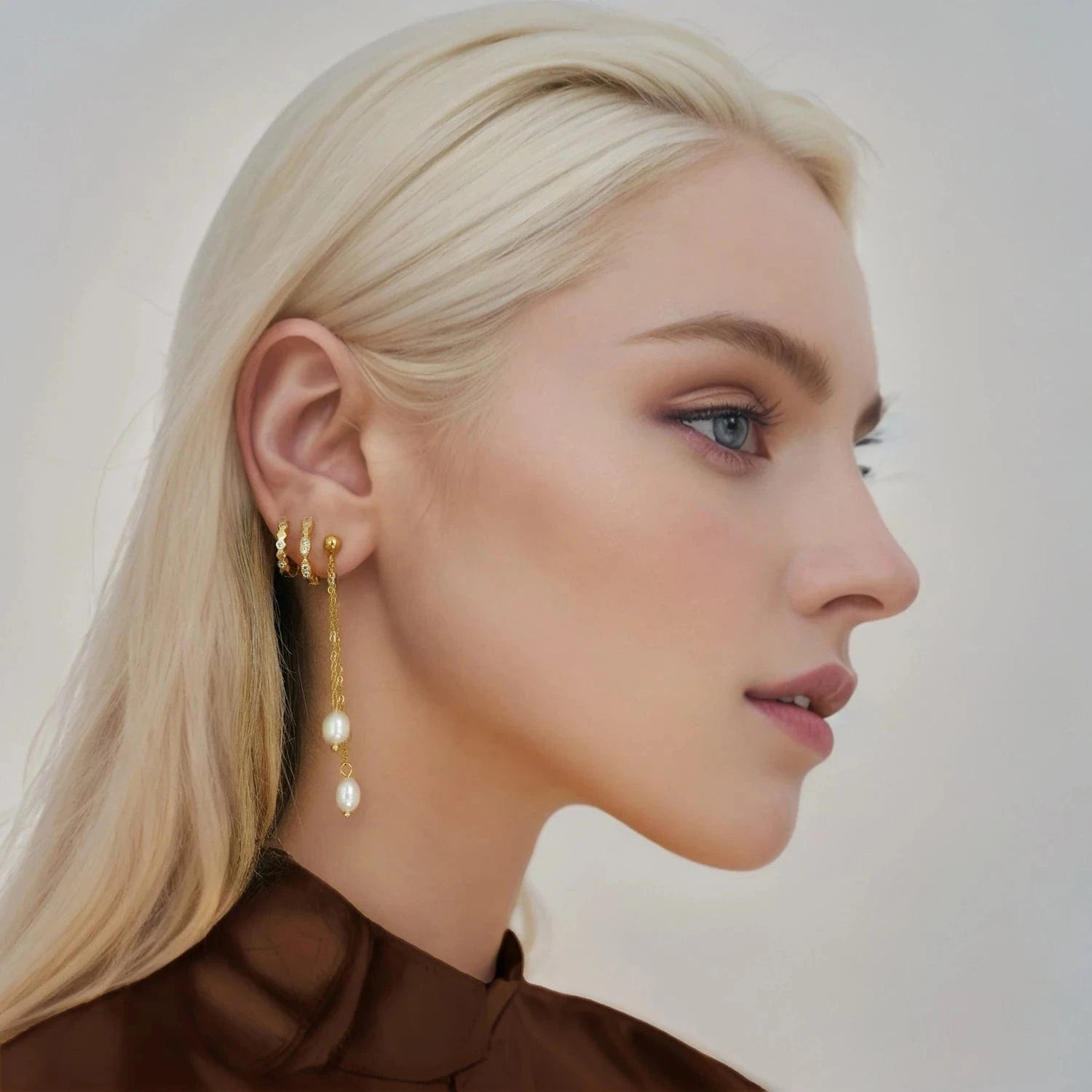 Pearlbud Earrings Dangling Pearl Line Earrings
