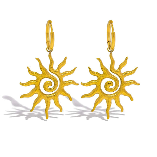Pearlbud Earrings Earring-Gold Spiral Sun Hoop Earrings