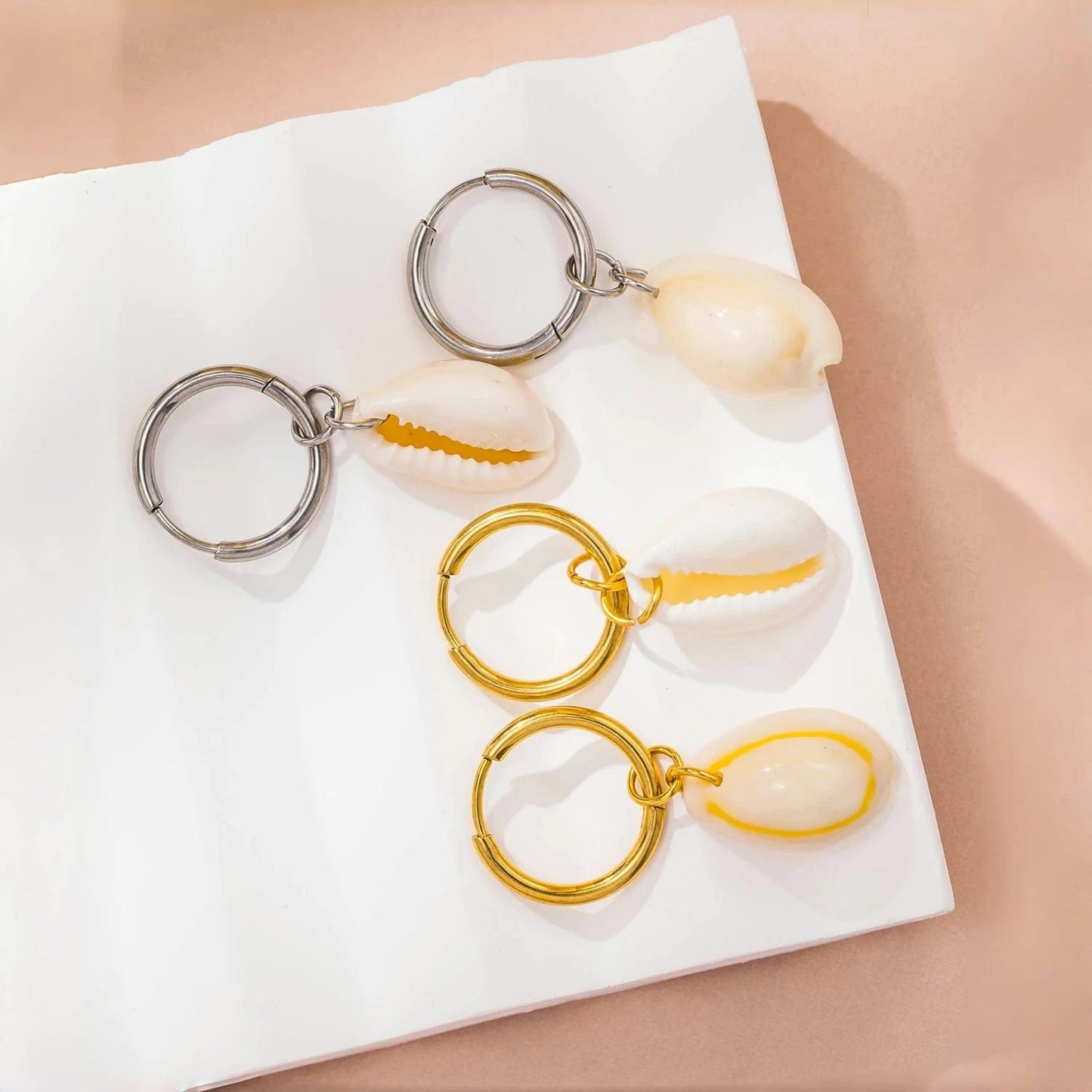 Pearlbud Earrings Gold Golden Shores Cowrie Earrings