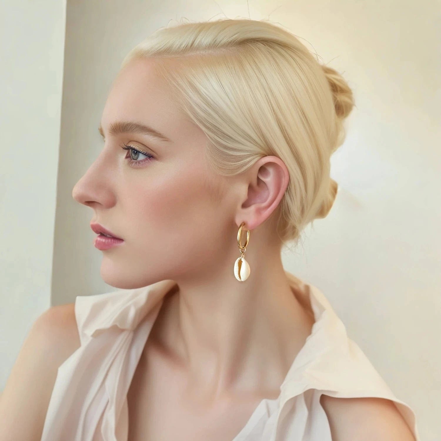 Pearlbud Earrings Gold Golden Shores Cowrie Earrings