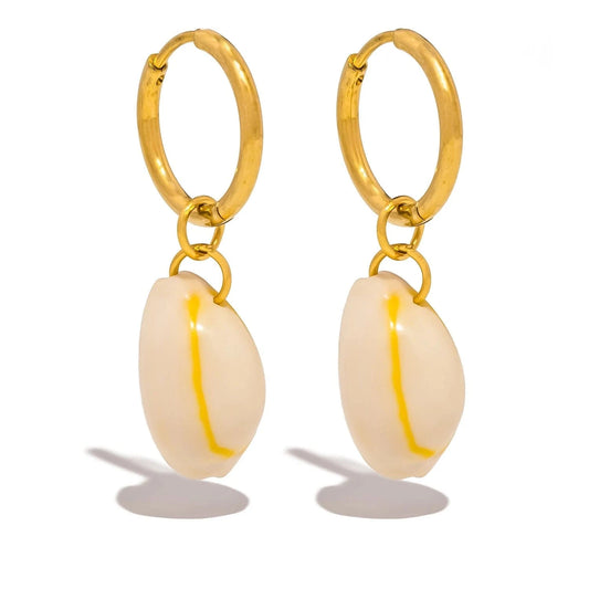 Pearlbud Earrings Gold Golden Shores Cowrie Earrings