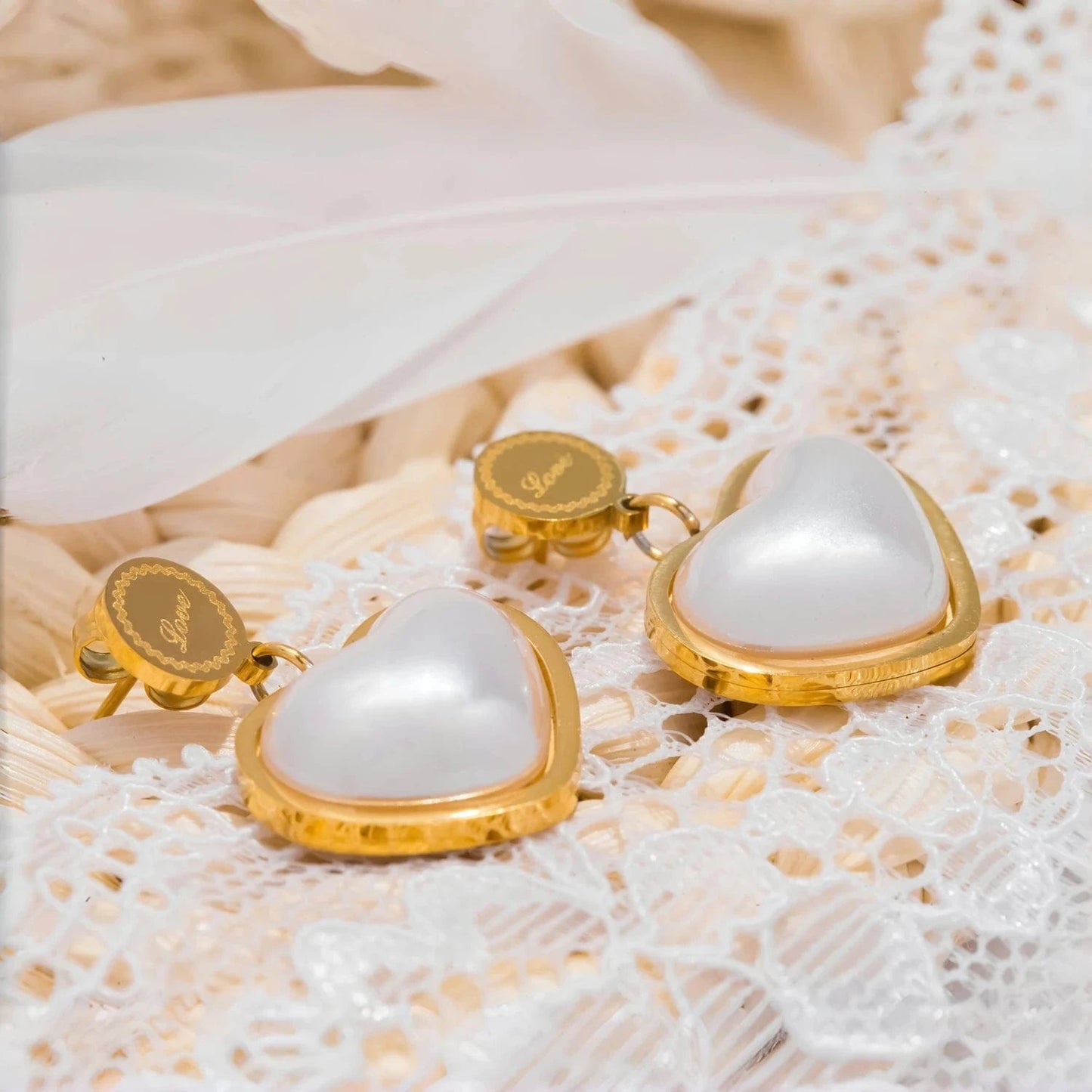 Pearlbud Earrings Gold Love Message Earrings