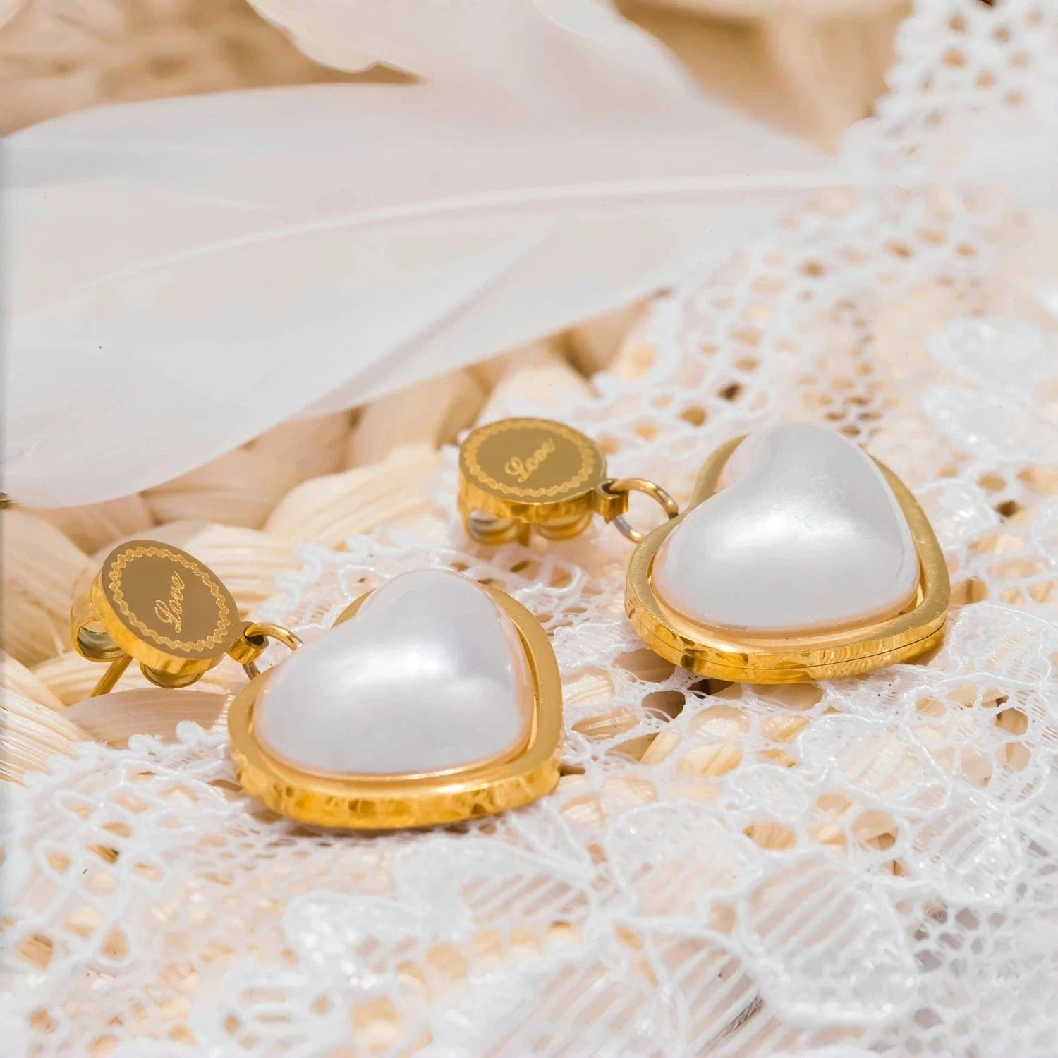 Pearlbud Earrings Gold Love Message Earrings