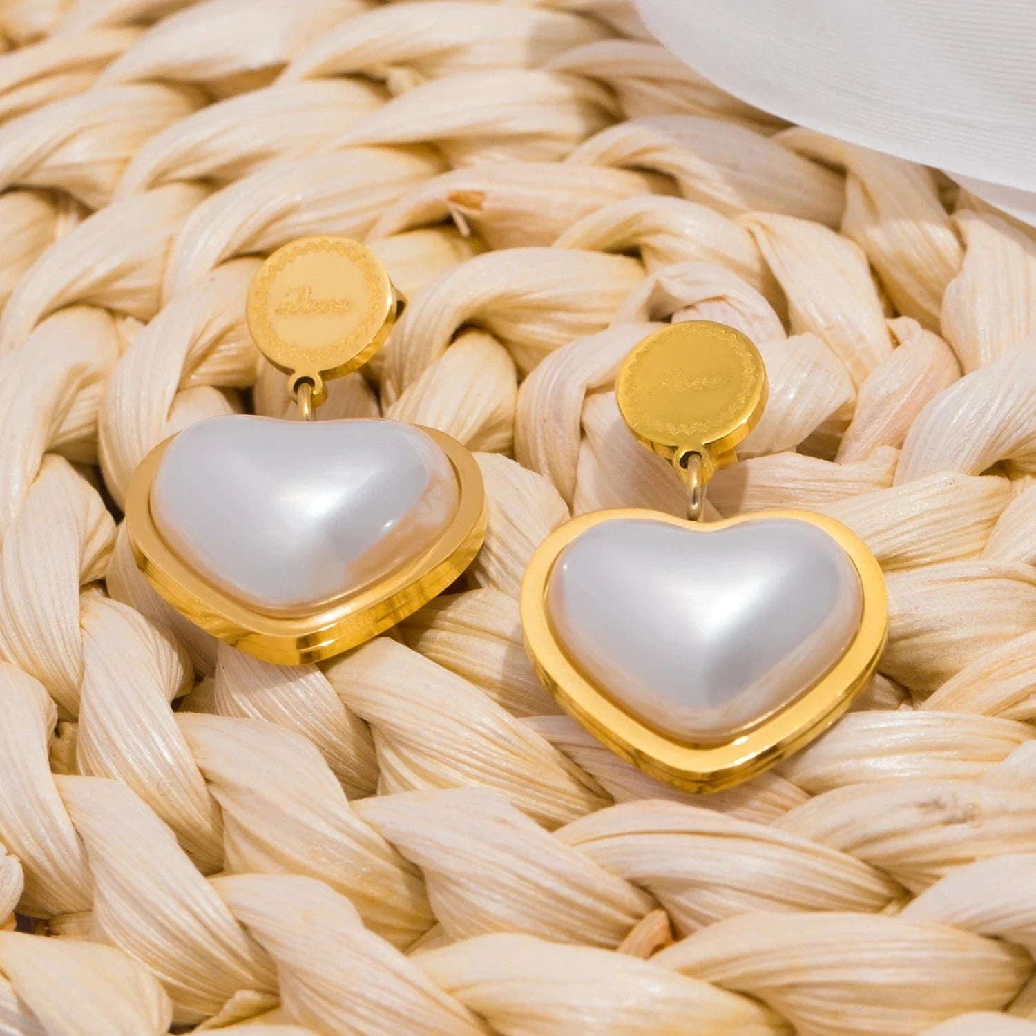 Pearlbud Earrings Gold Love Message Earrings