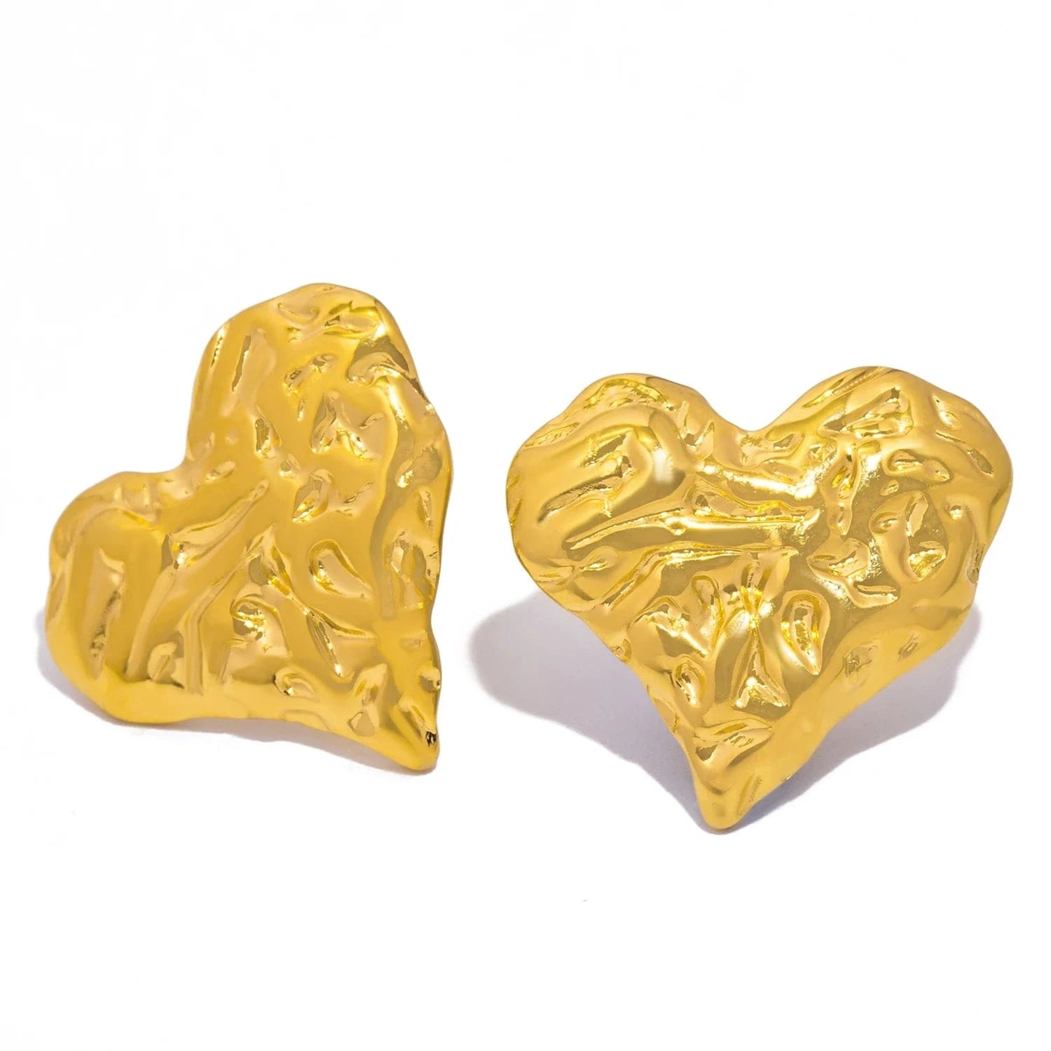 Pearlbud Earrings Gold Molten Heart Studs