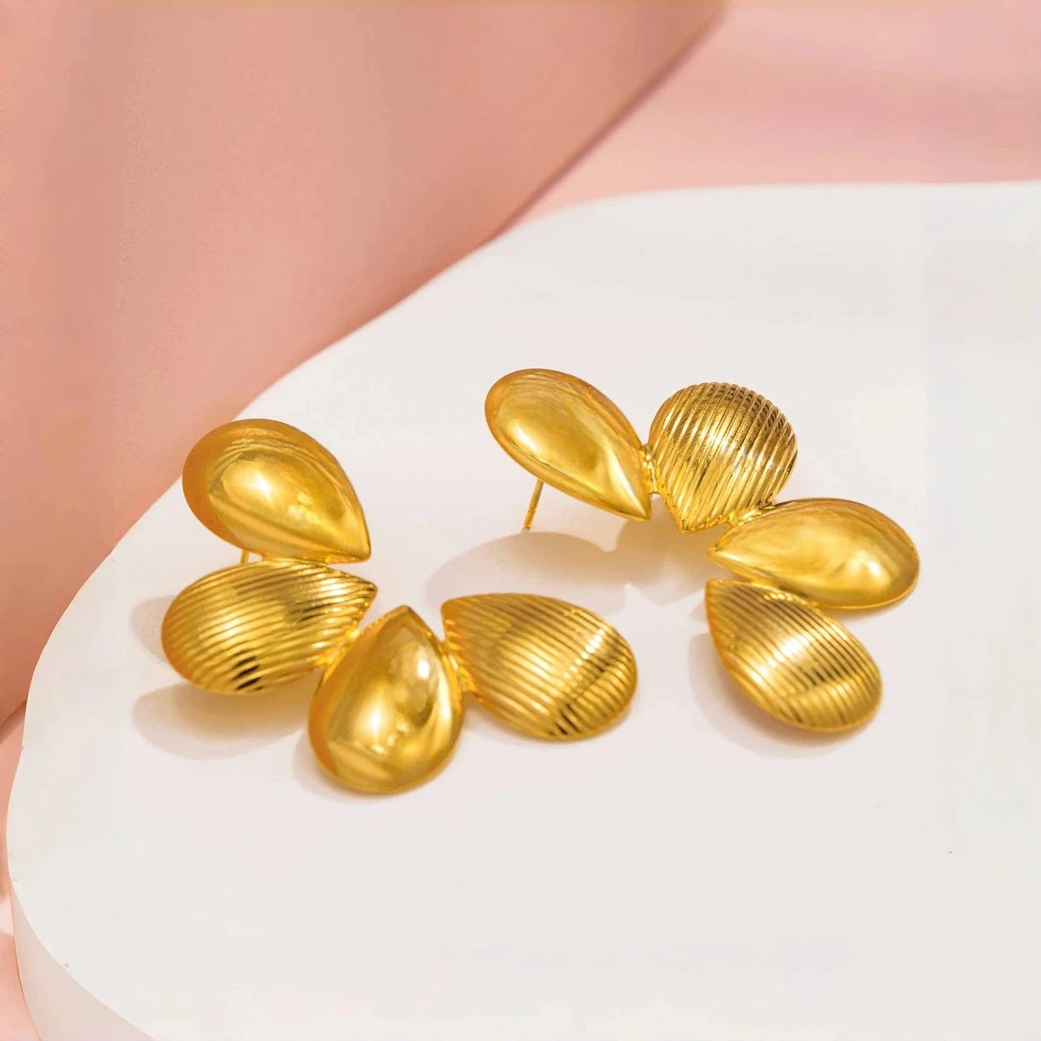 Pearlbud Earrings Gold Petal Bloom Earrings