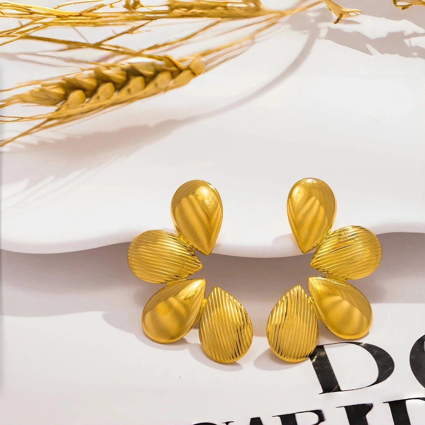 Pearlbud Earrings Gold Petal Bloom Earrings