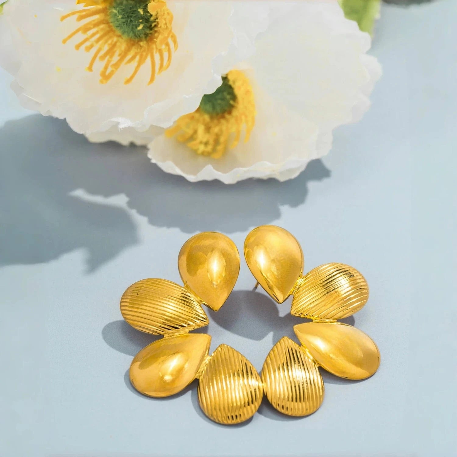 Pearlbud Earrings Gold Petal Bloom Earrings
