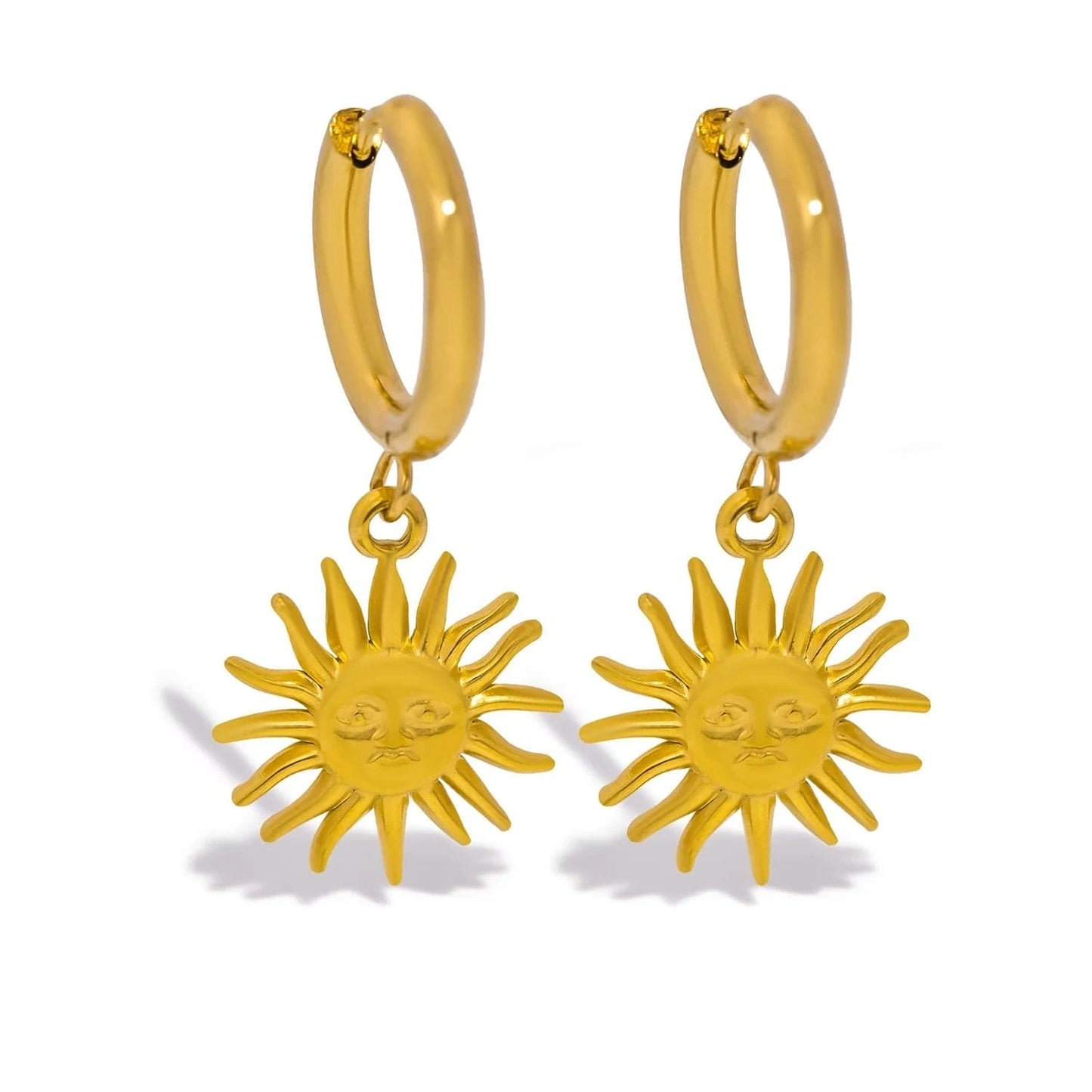 Pearlbud Earrings Gold Radiant Sun Hoop Earrings