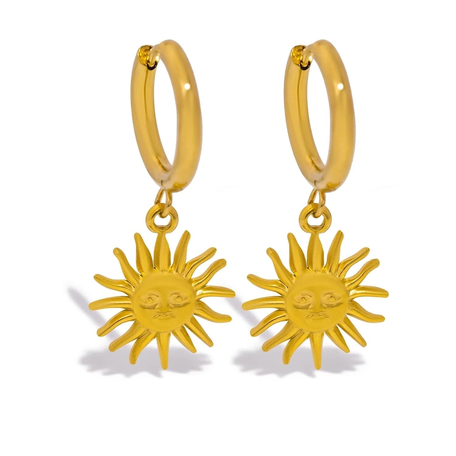 Pearlbud Earrings Gold Radiant Sun Hoop Earrings