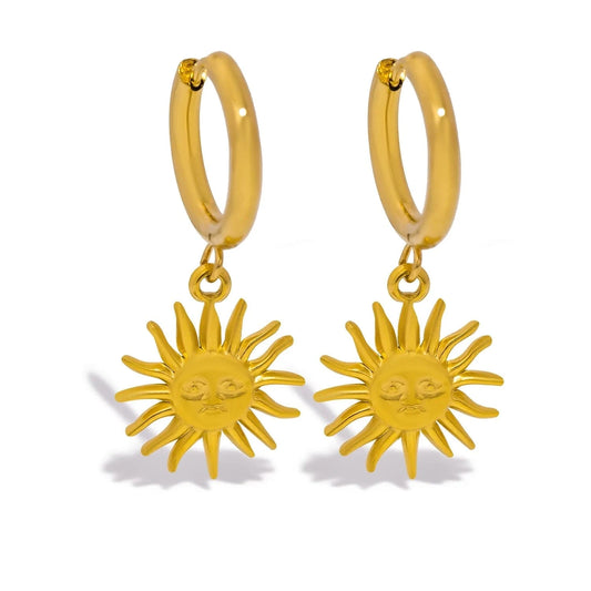 Pearlbud Earrings Gold Radiant Sun Hoop Earrings