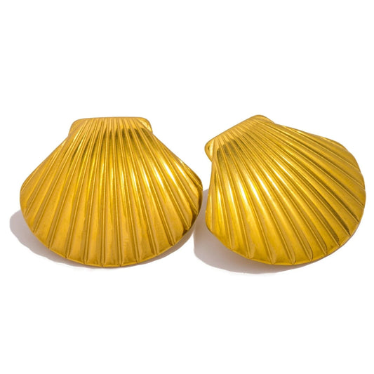 Pearlbud Earrings Gold Seashell Stud Earrings