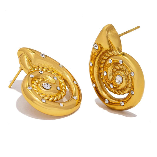 Pearlbud Earrings Gold Siren Spiral Studs