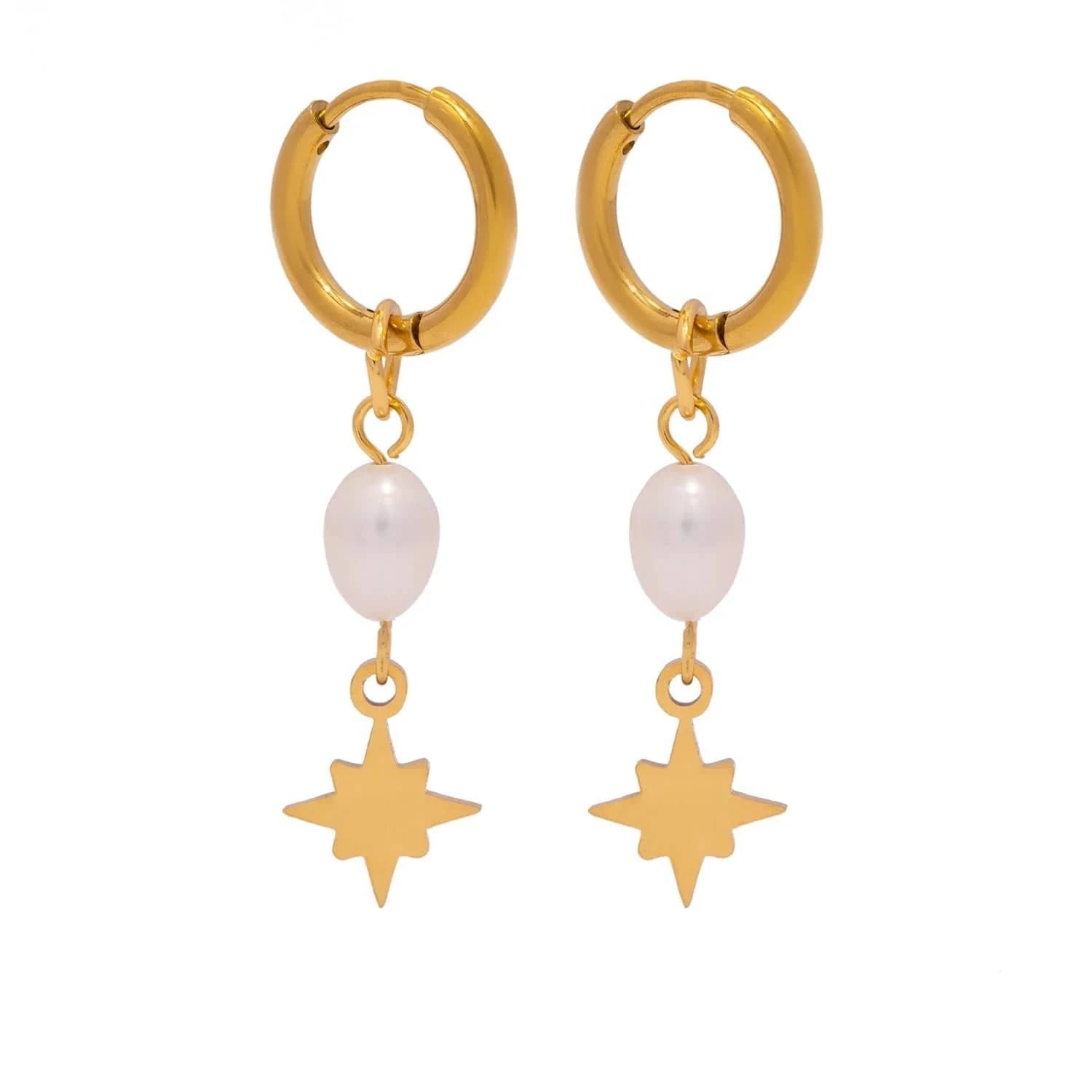 Pearlbud Earrings Gold Stardust Pearl Huggie Earrings