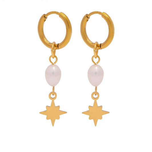 Pearlbud Earrings Gold Stardust Pearl Huggie Earrings
