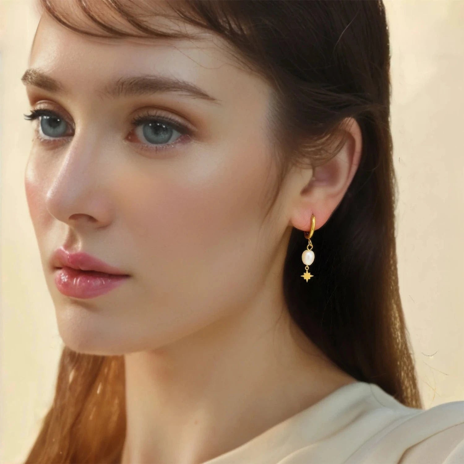 Pearlbud Earrings Gold Stardust Pearl Huggie Earrings