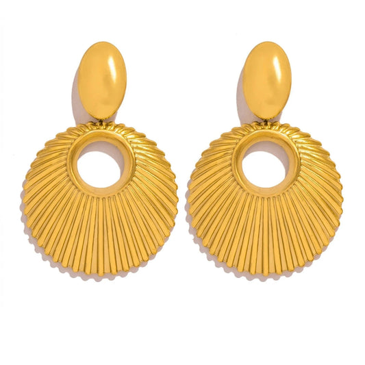 Pearlbud Earrings Gold Sunburst Statement Earrings