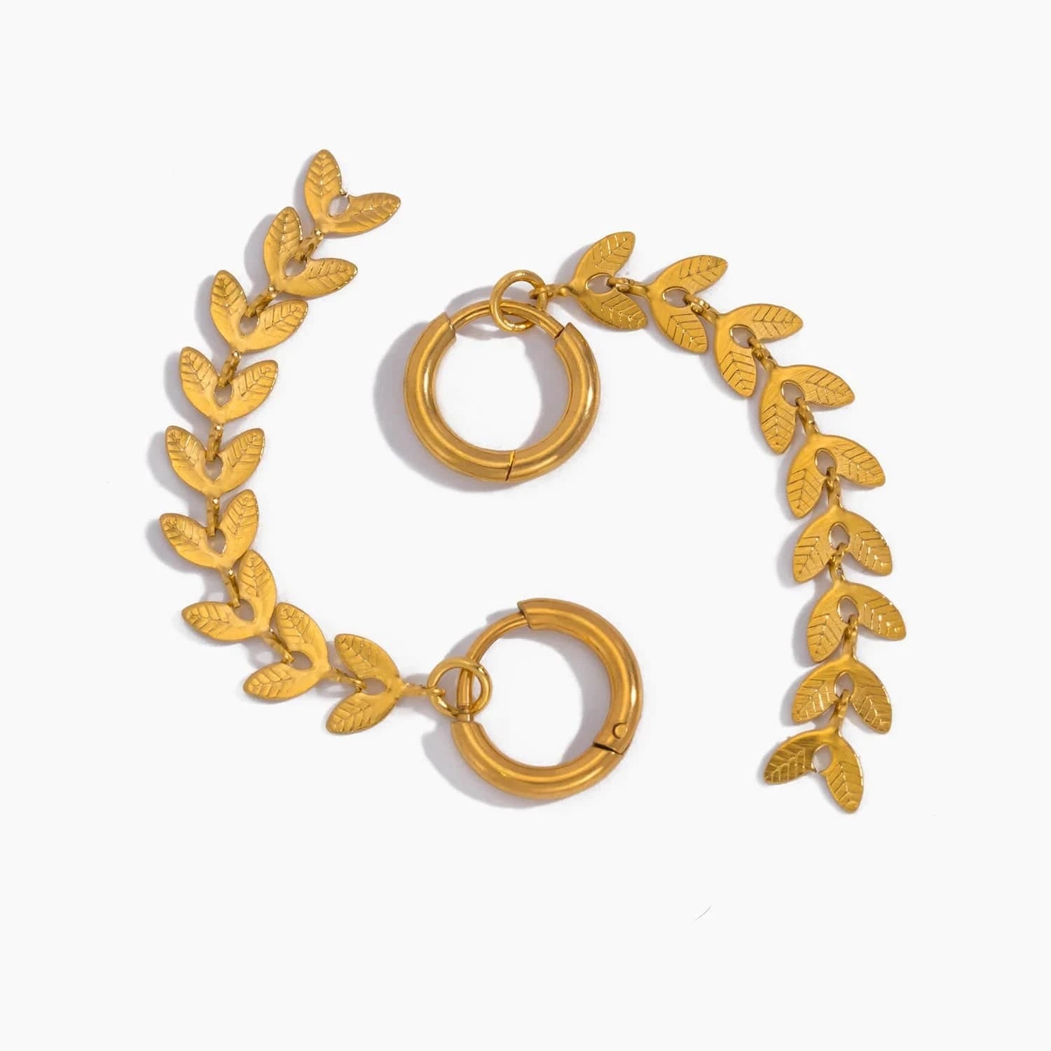 Pearlbud Earrings Gold Vine Link Hoops