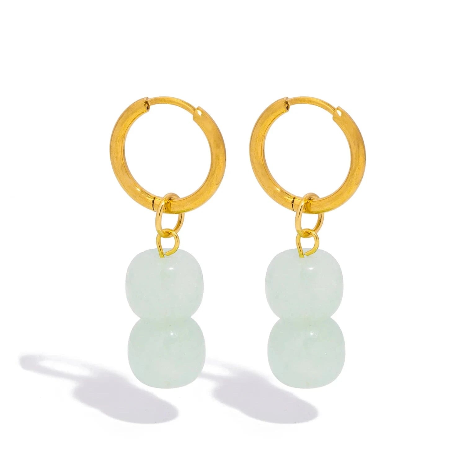 Pearlbud Earrings Mint Green Serene Stone Hoop Earrings