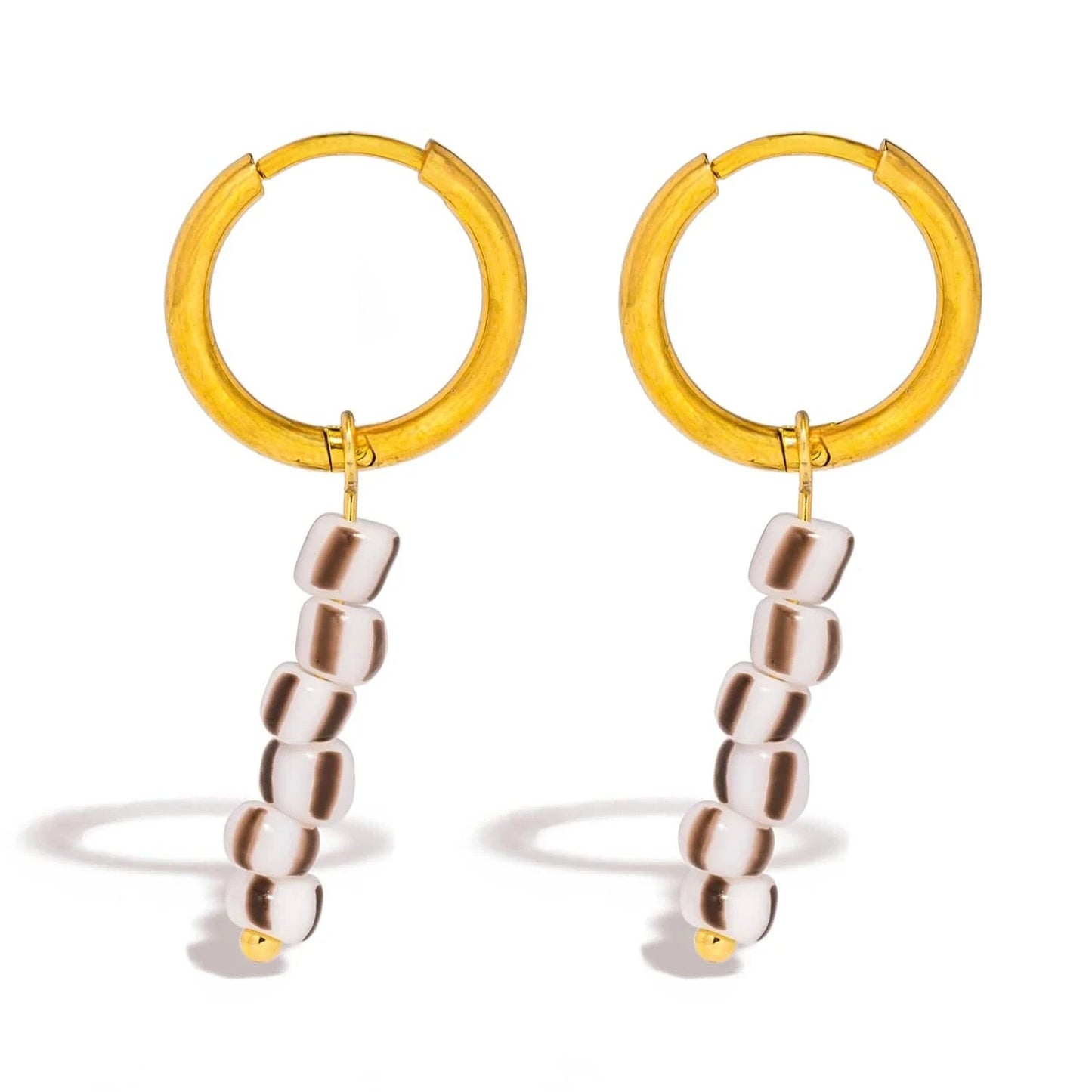Pearlbud Earrings Mocha Stripe Mediterranean Dream Hoops