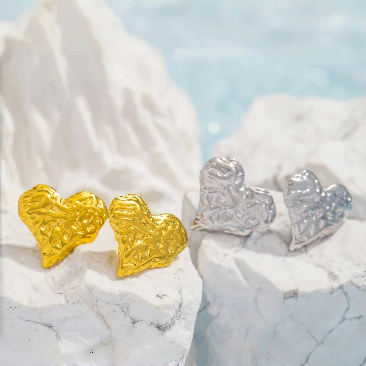 Pearlbud Earrings Molten Heart Studs