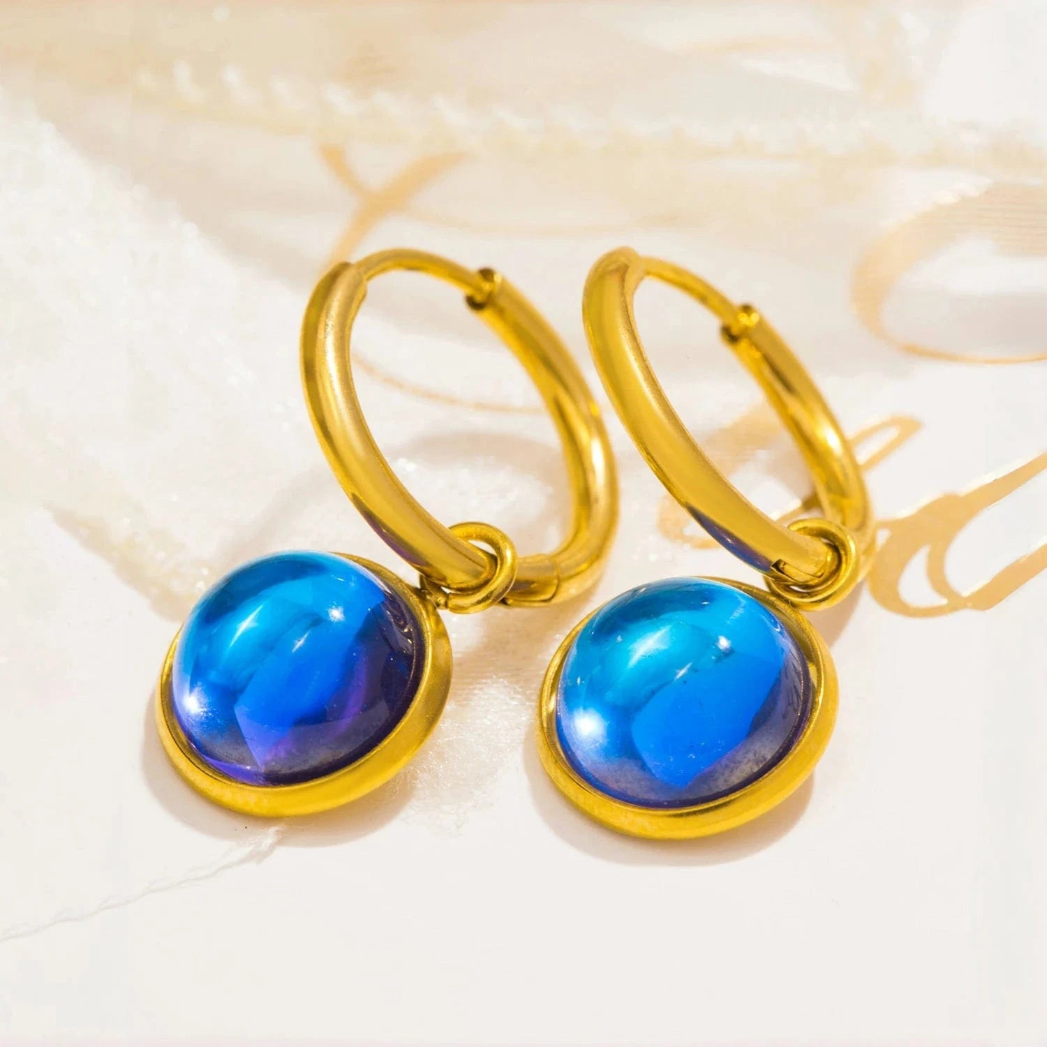 Pearlbud Earrings Ocean Droplet Hoops
