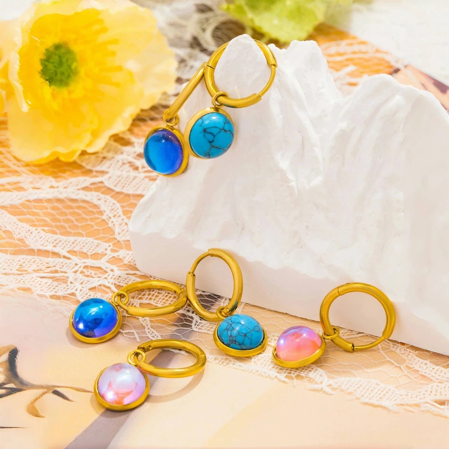 Pearlbud Earrings Ocean Droplet Hoops