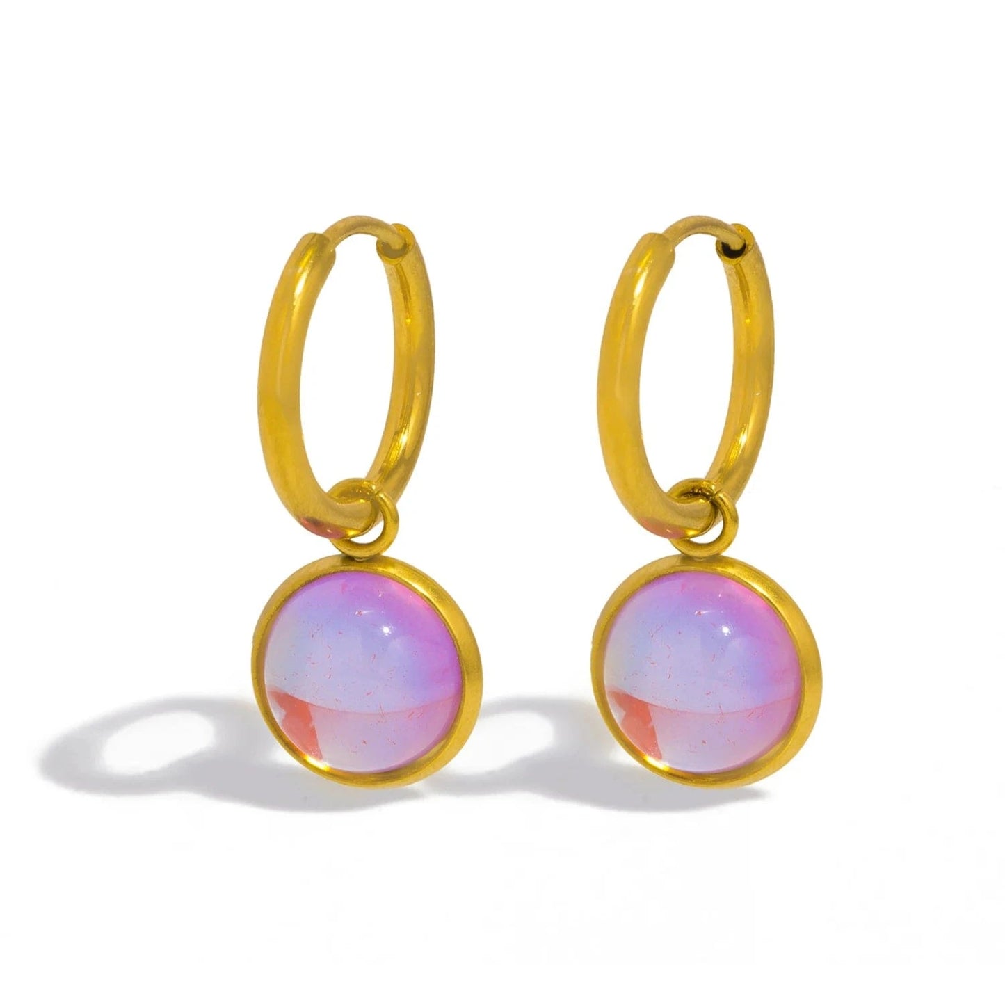 Pearlbud Earrings Opal Iridescent Ocean Droplet Hoops