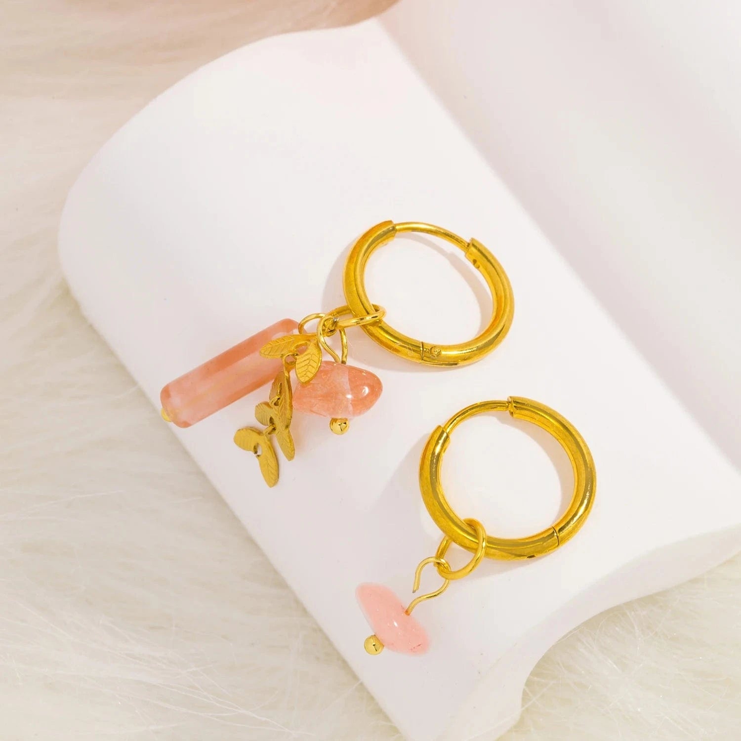 Pearlbud Earrings Roseleaf Charm Hoops
