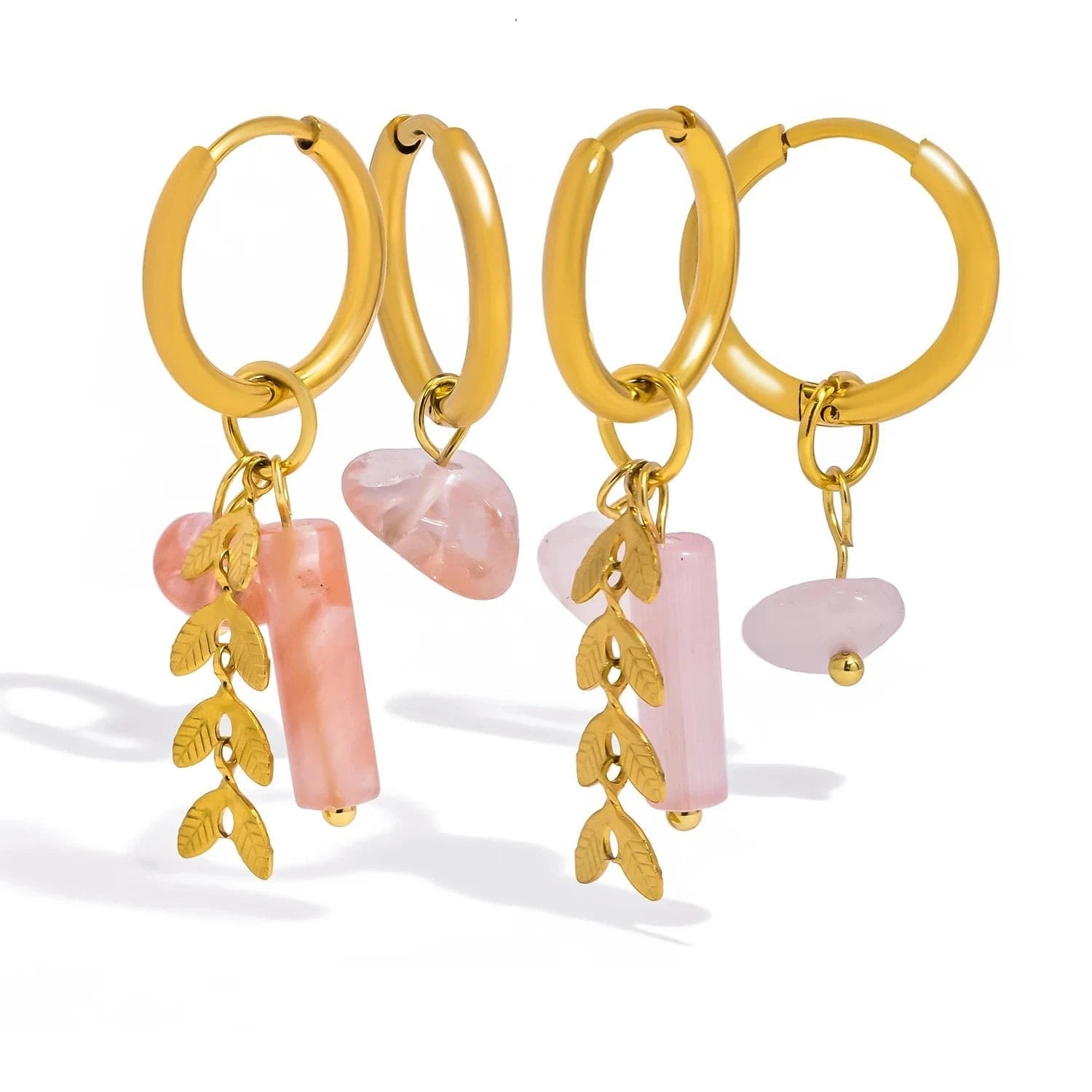 Pearlbud Earrings Roseleaf Charm Hoops