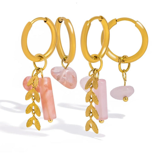 Pearlbud Earrings Roseleaf Charm Hoops