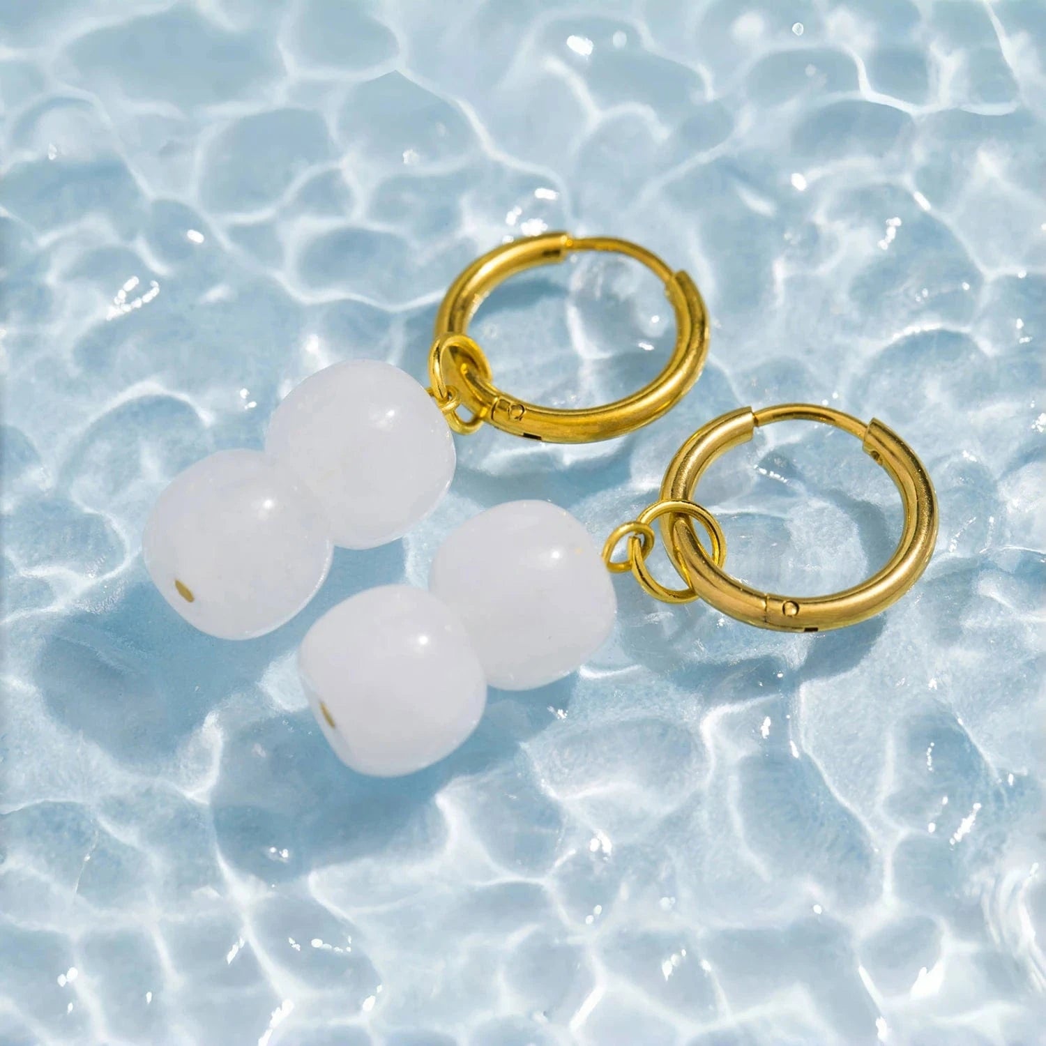 Pearlbud Earrings Serene Stone Hoop Earrings