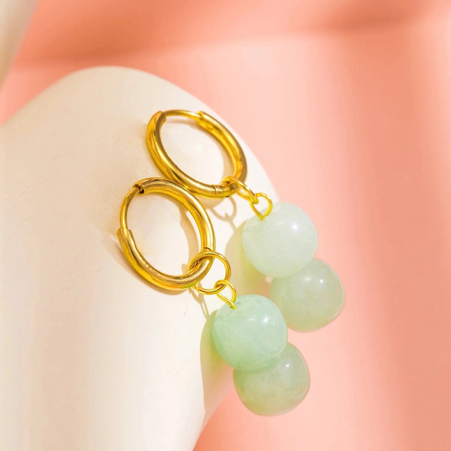 Pearlbud Earrings Serene Stone Hoop Earrings