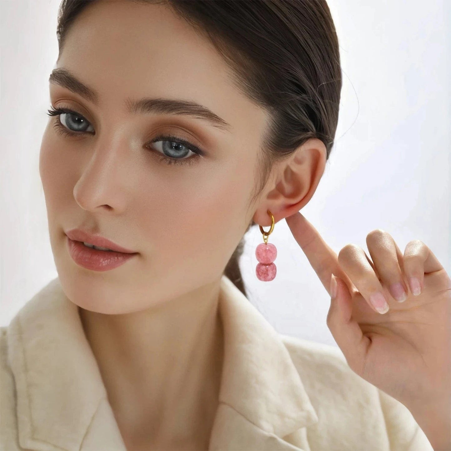 Pearlbud Earrings Serene Stone Hoop Earrings