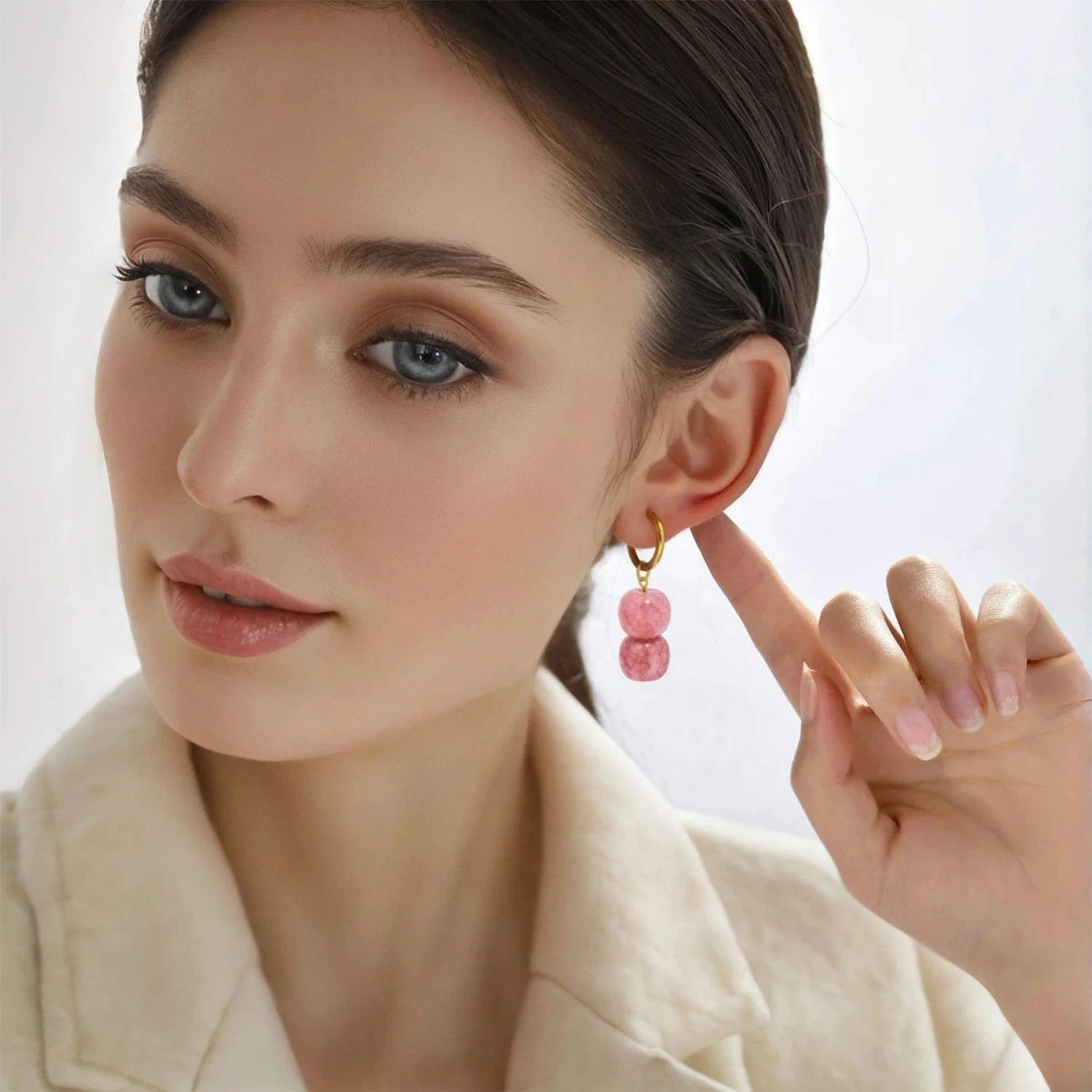Pearlbud Earrings Serene Stone Hoop Earrings