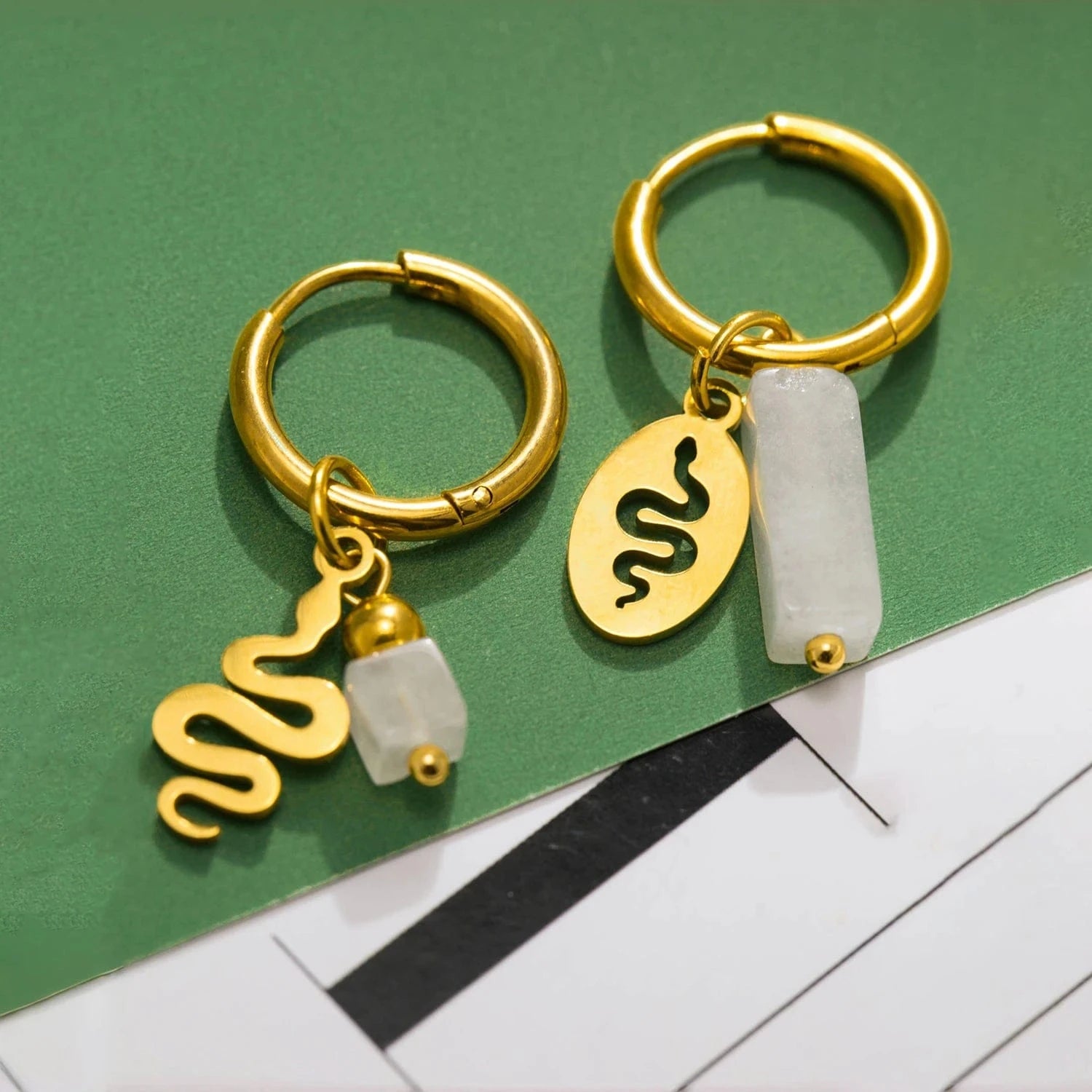 Pearlbud Earrings Serpent Sigil Hoops