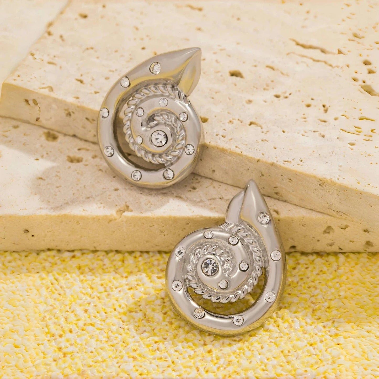 Pearlbud Earrings Silver Siren Spiral Studs