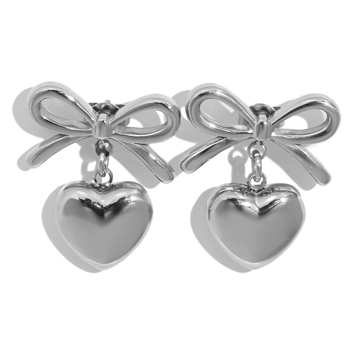 Pearlbud Earrings Silver Sweetheart Bow Earrings